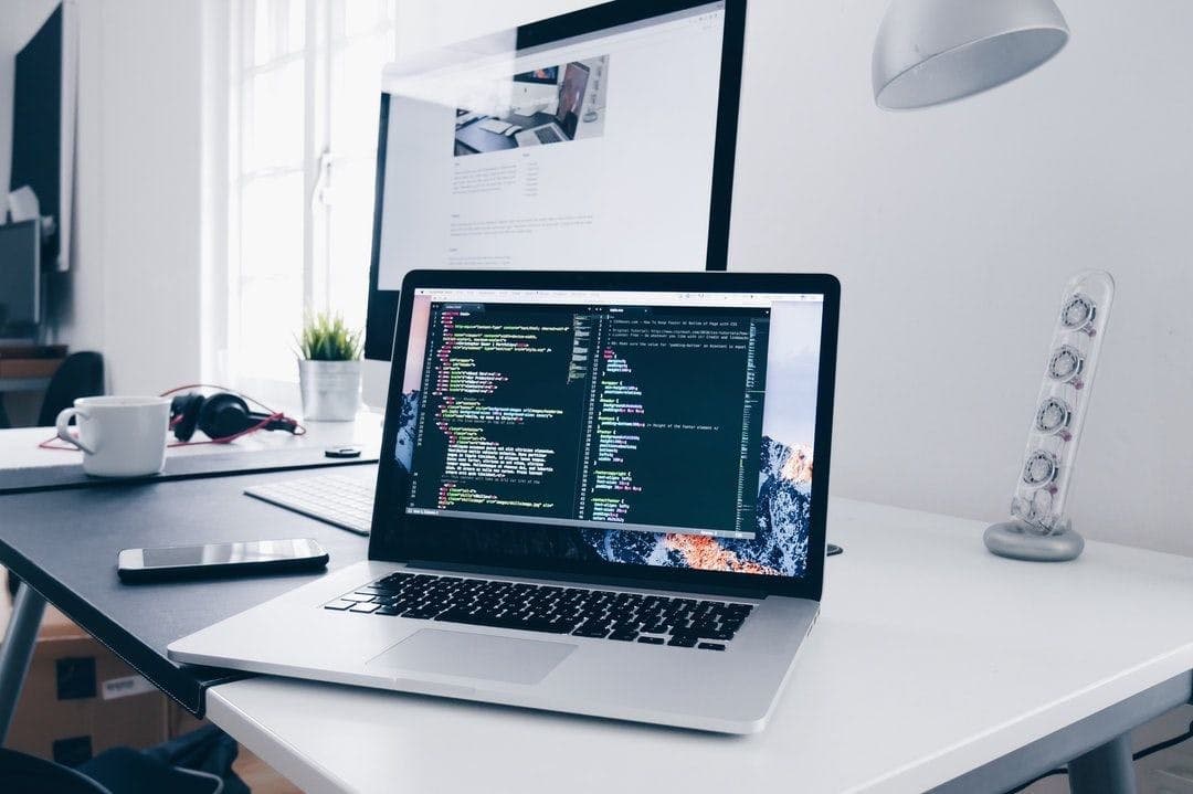 A computer on a desk